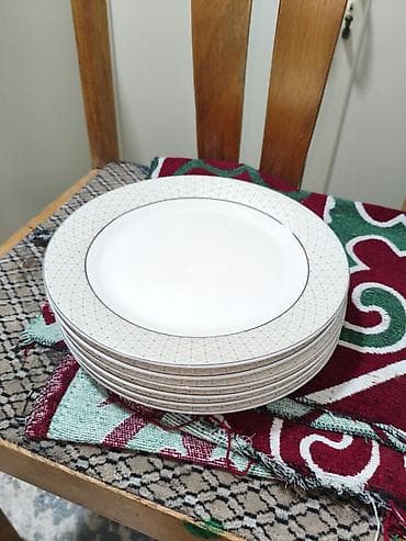 буфет для посуды: Набор посуды (фарфор/керамика) - 6 круглых обеденных тарелок с — 4
