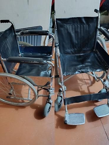 Ходунки, костыли, трости, роллаторы: Инвалидная коляска ручного привода - Стальной хромированный каркас - — 1