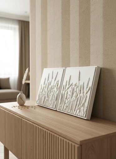 поделки осенние: Диптих «Золотые Колосья» — набор из двух картин 30×30 см каждая — 1