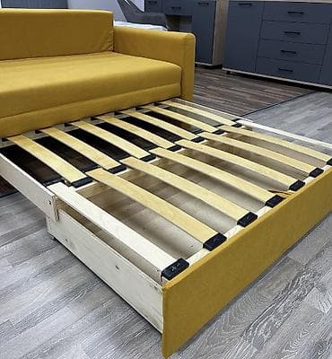 кожаный диван раскладной: Прямой диван, Б/у — 2