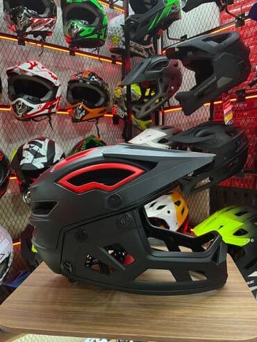 фонарик для велосипедов: Шлем велосипедный унисекс, на все лицо, для горных велосипедов — 1