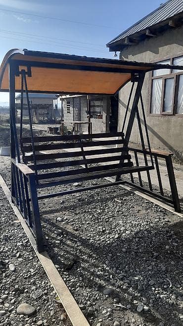 Садовые качели Металл, Со спинкой, С крышей