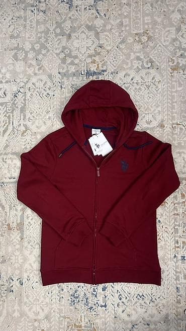 Худи на молнии US Polo Assn. - Цвет: бордовый - Фасон: классическое