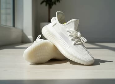 Кроссовки с вязаным верхом, цвет — белый/молочный. - Легкий дышащий