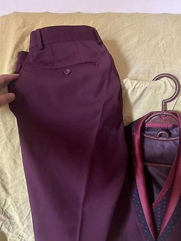 обмен одежды: Мужской костюм-тройка бордового цвета Sartoria Brunello (Milano) — 4