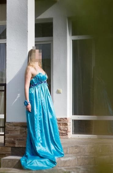 Вечернее платье, Классическое, Шелк, Без рукавов, Шлейф, M