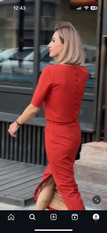 штапель узбекский фасоны платьев для дома: ☑️Двойка ☑️Юбка прямая с вырезом. ☑️Размер «XS» ☑️Цвет терракота ☑️ — 1