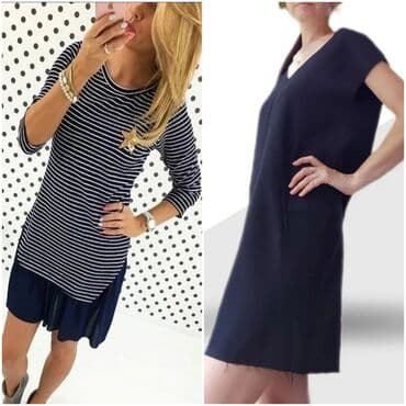 короткое трикотажное платье с длинным рукавом: 🏷Платье-туника новое в полоску без этикетки(верх теплый) На 44-46 — 1