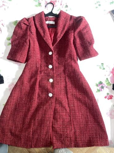 Шубы: Вечернее платье, А-силуэт, Короткая модель, Твид, С рукавами, M — 3