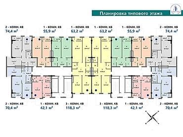 1 комната, 55 м², Элитка, 8 этаж, Готовая ПСО (под самоотделку) — 2