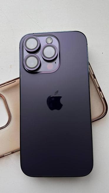 красивые номера телефонов: IPhone 14 Pro, Б/у, 128 ГБ, Deep Purple, Чехол — 1