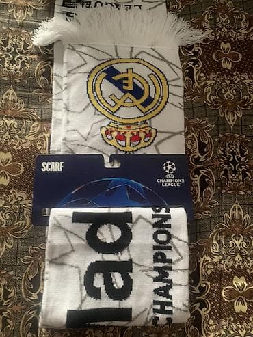 белый: Шарф болельщика Real Madrid, лицензированная атрибутика UEFA Champions — 1