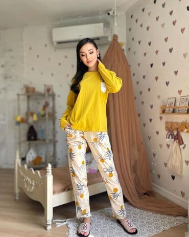 белая ночная сорочка: Домашняя одежда, Штаны, Хлопок, Узбекистанская, Осень-весна — 6