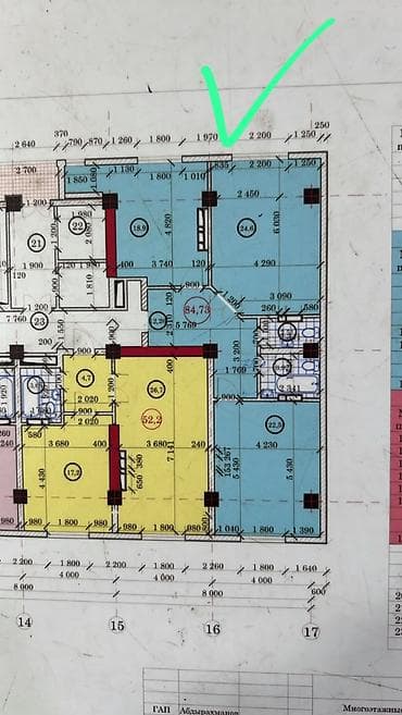 Квартиры: 2 комнаты, 85 м², Джал мкр (в т.ч. Верхний, Нижний, Средний) Элитка, 12 этаж, ПСО (под самоотделку) — 9