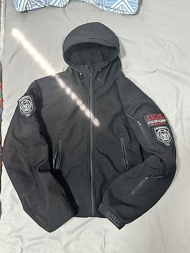 pull and: Тактическая мембранная куртка с капюшоном, черная - Материал: плотная — 1