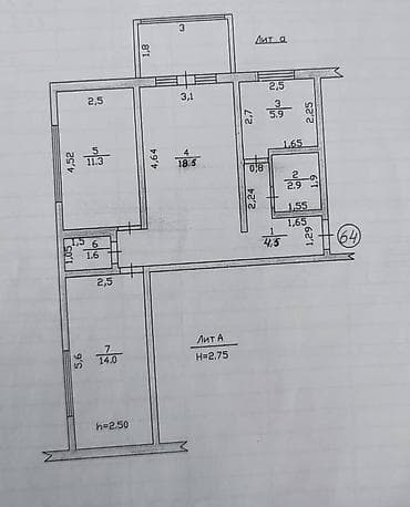3 бөлмө, 58 м², 3-мкр 104-серия, 4 кабат, Косметикалык оңдоо — 2