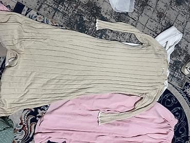 pull bear: Набор женской одежды (4 предмета): 1) Вязаное платье-лапша, бежевое - — 1