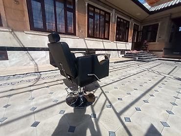 Жумшак креслолор: Парикмахерское/барбер-кресло с гидравликой - Обивка: черный кожзам — 1