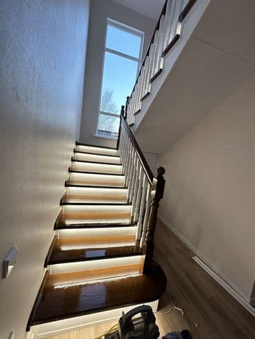 Готовые перила: Деревянная лестница Для дома, Бесплатная доставка, Вид дерева: Лиственница, Стиль: Лофт — 2