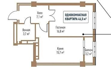 квартира аренда аламидин 1: 1 бөлмө, 47 м², Элитка, 7 кабат, Даяр ПСО (өзү оңдоп түзөтүп бүтүү үчүн) — 6