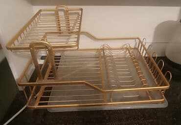 сушилка для посуда: Двухъярусная сушилка для посуды с поддоном. - Материал: металлическая — 4