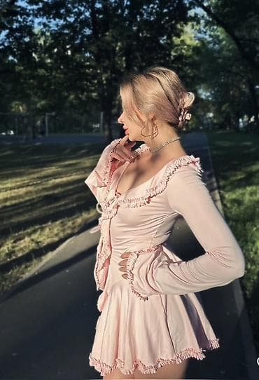 платье мини: Розовое мини‑платье на лето😍 Размер L 46 - Цвет: нежно‑розовый - — 1