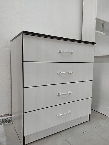 Комод для одежды, Новый, С зеркалом, ЛДСП, цвет - Белый, Бесплатная доставка