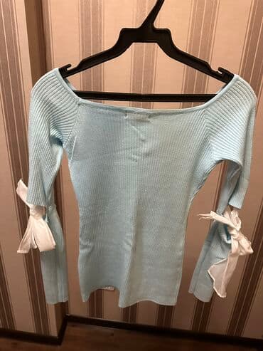 голубая рубашка: Лонгслив, цвет - Голубой, S — 2