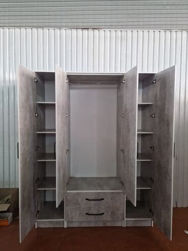 шкаф 4 дверный зеркальный: Шкаф для одежды, Новый, Прямой, ЛДСП — 4