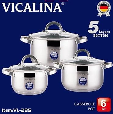 Набор кастрюль VICALINA, артикул VL-285 - Материал: нержавеющая сталь