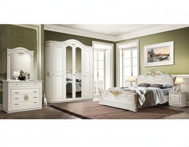 спальный гарнитур адель: Спальный гарнитур, Двуспальная кровать, МДФ, цвет - Белый — 1