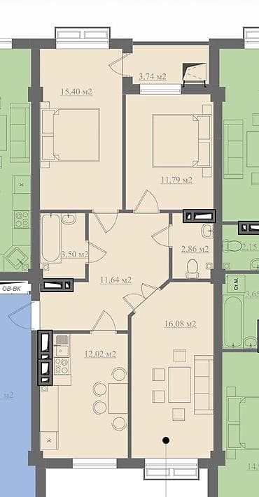 Недвижимость: 3 комнаты, 77 м², Элитка, 5 этаж, Готовая ПСО (под самоотделку) — 4