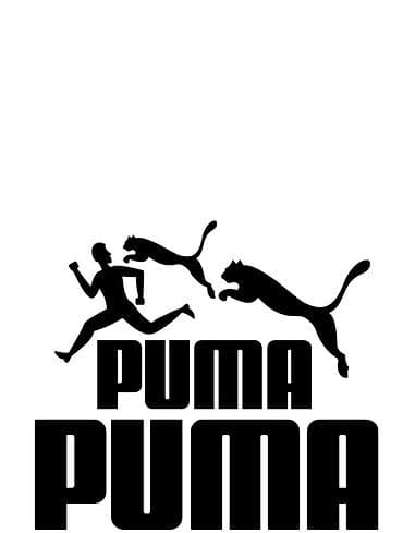 бегущая: Наклейка/принт «PUMA PUMA» с юмористическим сюжетом: бегущий человек и — 1