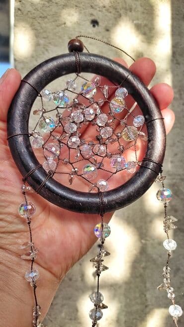 подставка для ювелирных украшений: Ловец Солнца ручной работы. - Основа: круглый обруч с темным — 5