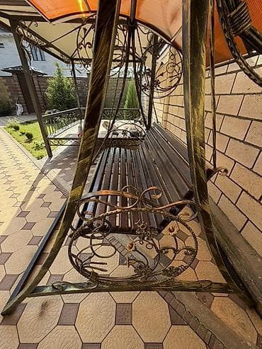 Садовые качели Металл, Со спинкой, С крышей