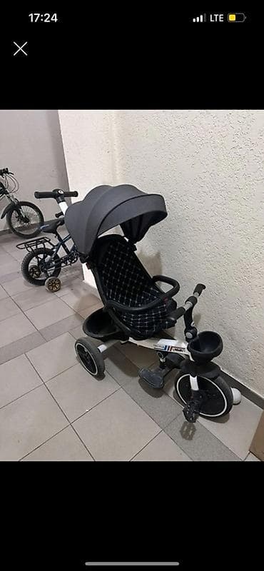 Детский трехколесный велосипед-коляска с родительской ручкой и
