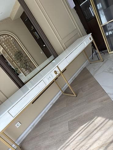 тумба с зеркалом: Туалетный столик, С зеркалом, цвет - Белый, Другой материал — 1