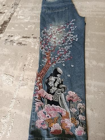 ночная рубашка: Джинсы, Прямые, Средняя талия, С вышивкой, M — 5