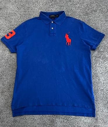Мужская футболка, S, Polo Ralph Lauren, Б/у, цвет - Синий, Самовывоз, Платная доставка