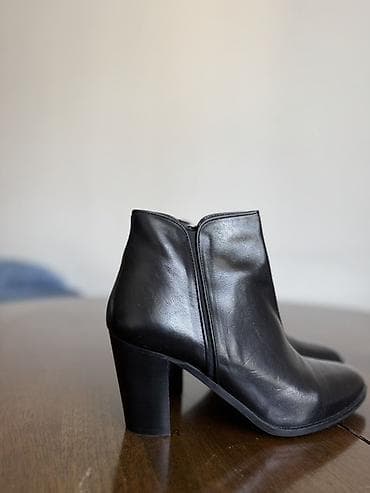 Кроссовки и спортивная обувь: Nursace / Женские кожаные ботильоны, классические черные - Материал — 2