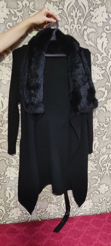 Кардиган вязка черный Турция Новый Воротник натуральный Размер