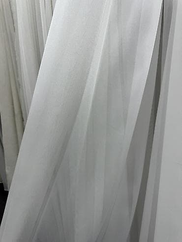 Тюли: Тюль белый гладкий - Полупрозрачная тюлевая ткань классического — 4
