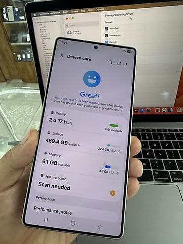 512gb: Samsung Galaxy S25 Ultra, Б/у, 512 ГБ, цвет - Белый, 1 SIM, eSIM — 4
