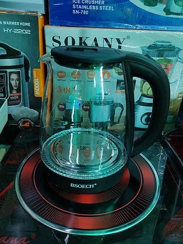 Электрический стеклянный чайник BSOECH - Объем колбы: 1,5 л (разметка — 1