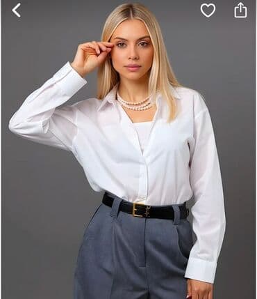 у настоящей женщины должна быть сумка: Классическая женская белая рубашка - Свободный прямой крой с легким — 1