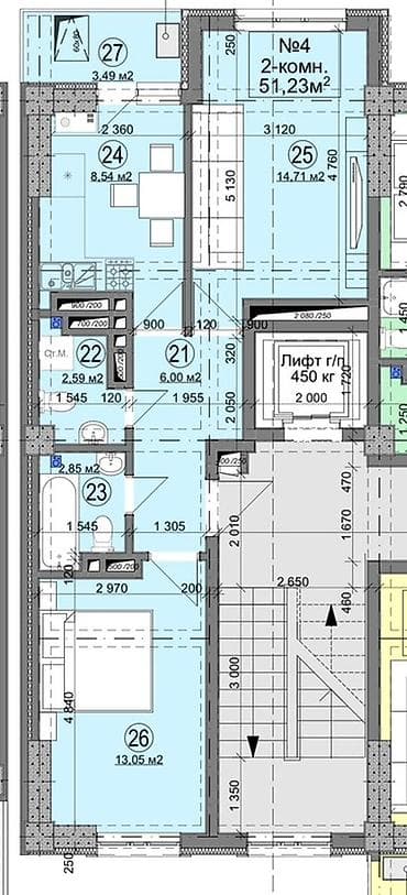 Новостройки от застройщика: 2 комнаты, 51 м², Индивидуалка, Готовая ПСО (под самоотделку) — 1