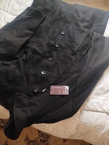 теплые вещи: Мужское классическое пальто черного цвета. драповое - Длина: ниже — 1