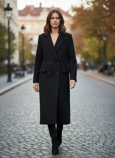 Пальто, Классика, Осень-весна, Полиэстер, Длинная модель, Двубортная модель, XS