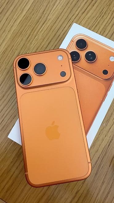 IPhone 17 Pro Max, Новый, 1 ТБ, Оранжевый, Наушники, Зарядное устройство, Защитное стекло, 100 % — 1