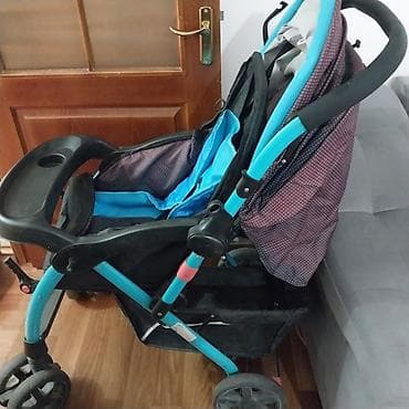 дешевые коляски: Коляска, цвет - Голубой, Б/у — 5